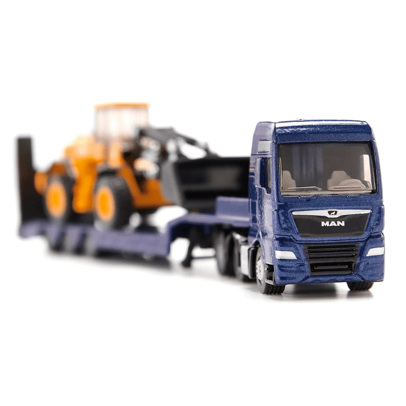 Man dieplader met JCB shovel 1:87 - Auto's en voertuigen Siku - In den Olifant