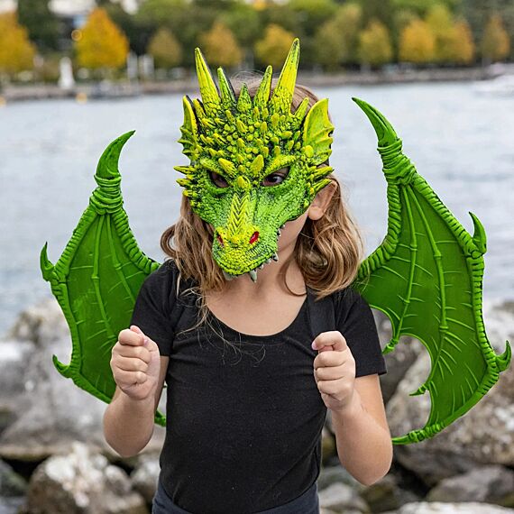 Rubberen Drakenmasker - Groen