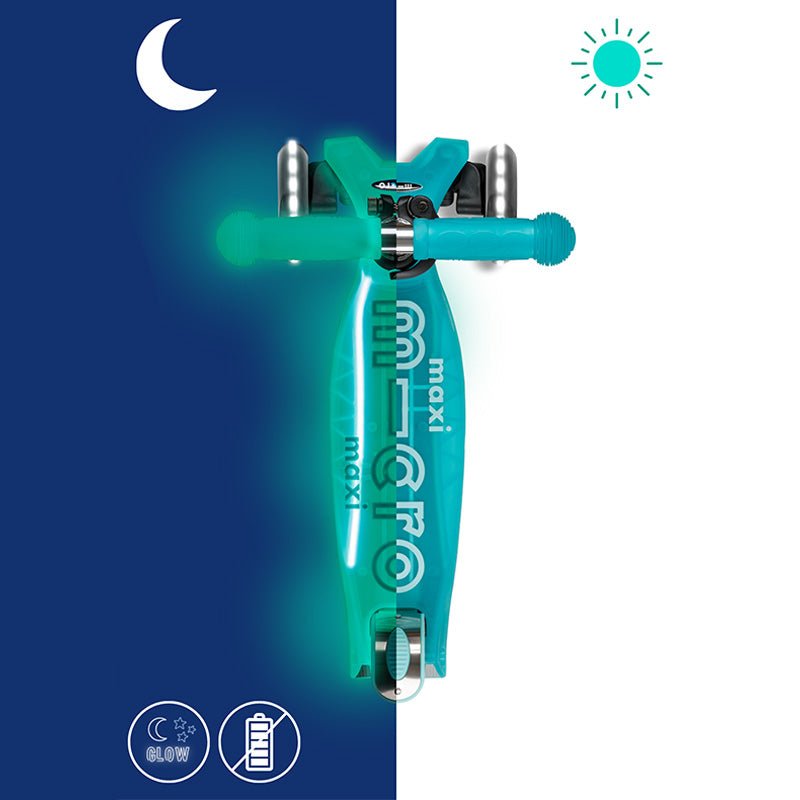 Maxi Micro scooter Deluxe Glow LED Plus Aqua Mint Step met 3 wielen - 5 tot 12 jaar - Steppen Micro Mobility - In den Olifant