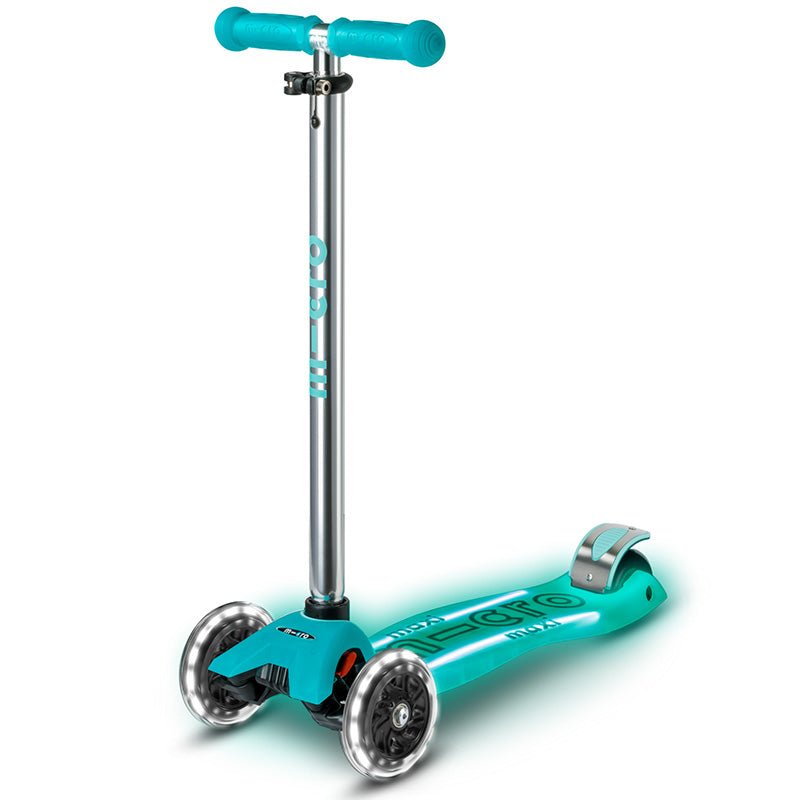 Maxi Micro scooter Deluxe Glow LED Plus Aqua Mint Step met 3 wielen - 5 tot 12 jaar - Steppen Micro Mobility - In den Olifant
