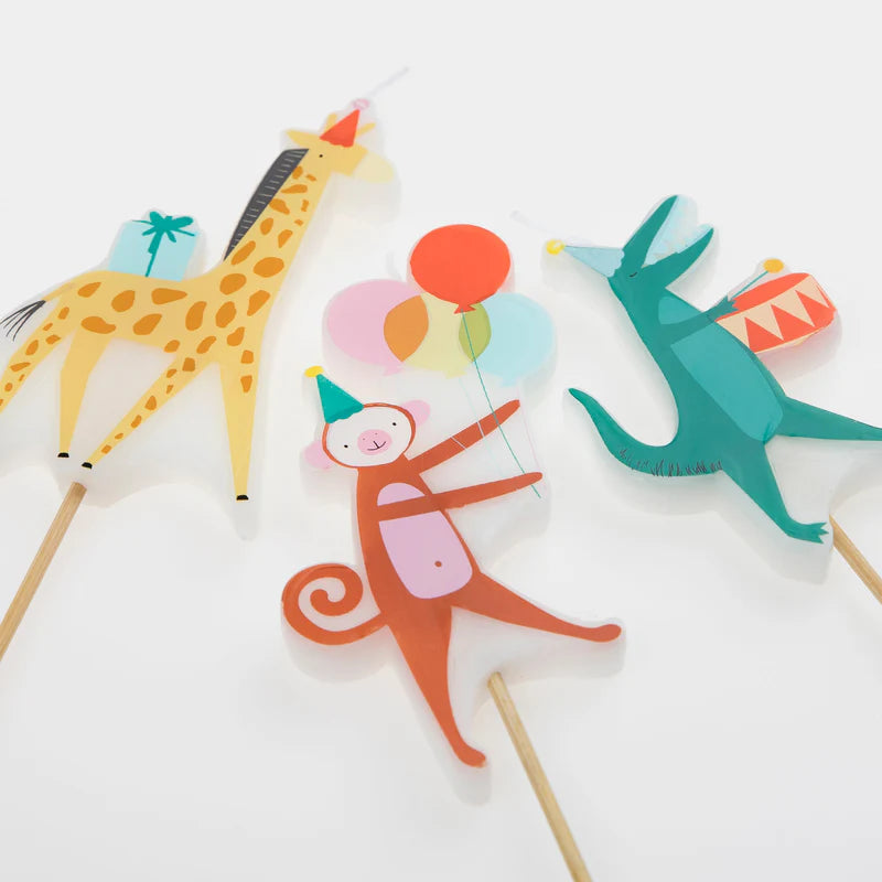 Feestkaarsjes Animal Parade Candles - set van 4