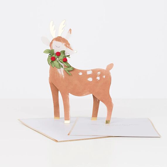 Feestkaart Festive Reindeer Stand Up Christmas Card