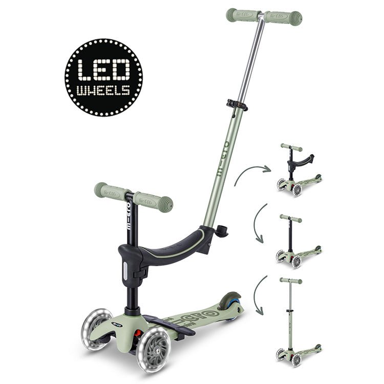 Meegroei step Micro Mini2Grow 4in1 step 2.0 LED groen - 1 tot 6 jaar - Steppen Micro Mobility - In den Olifant