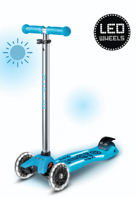 Maxi Micro scooter Deluxe Glow LED Plus Crystal Blue step met 3 wielen - 5 tot 12 jaar