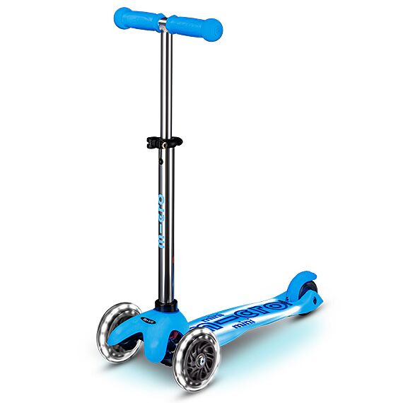 Kinderstep met 3 wielen Mini Micro scooter Deluxe Glow LED Plus Arctic Blue - 2-9 jaar