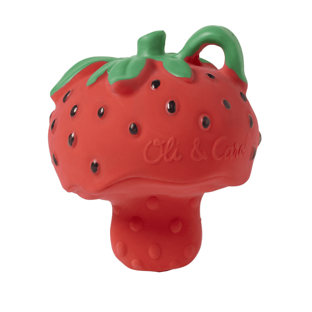 Mini Bijtspeeltje - Sweetie the Strawberry Mini Baby Teether - Bijtspeelgoed Oli&Carol - In den Olifant