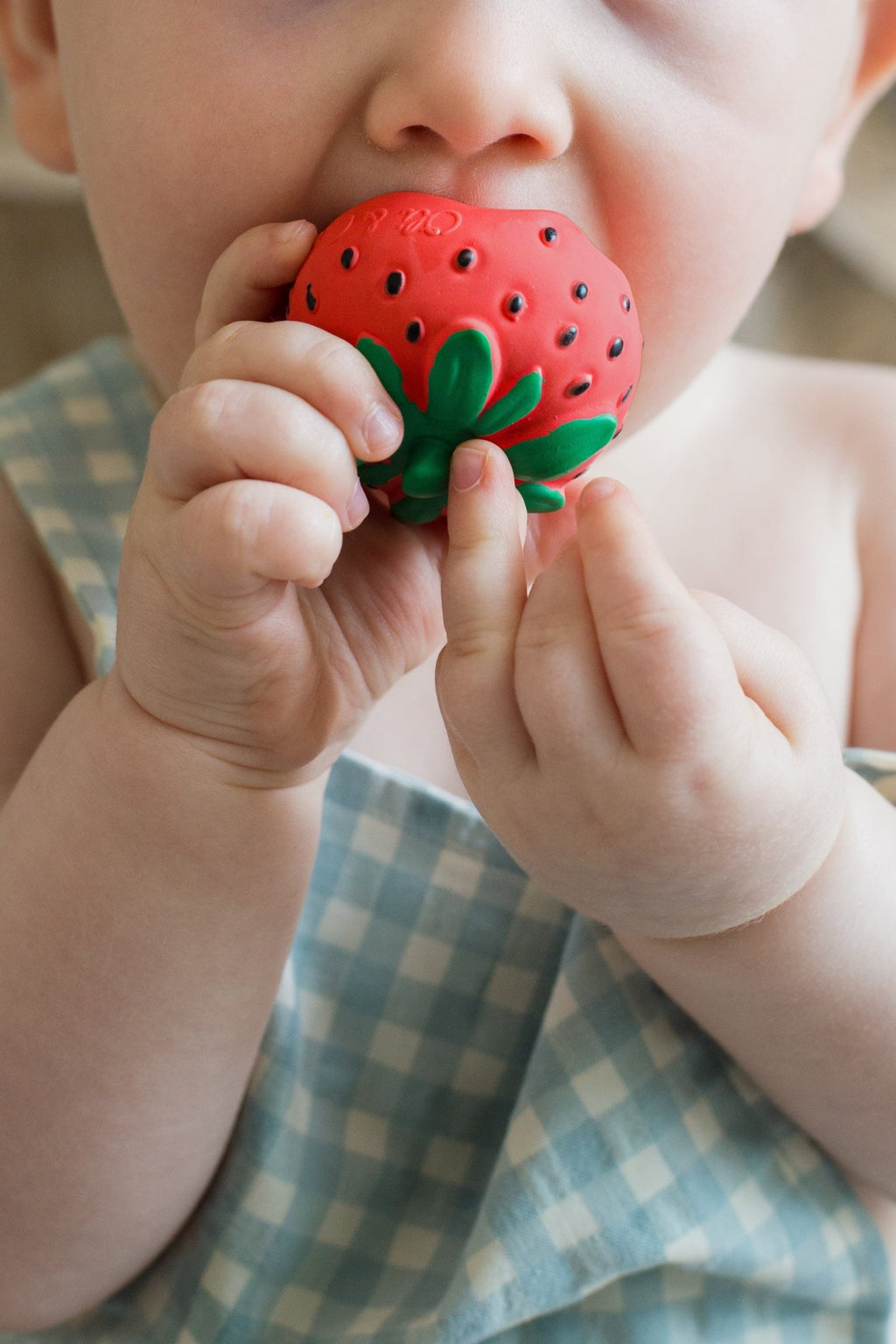 Mini Bijtspeeltje - Sweetie the Strawberry Mini Baby Teether - Bijtspeelgoed Oli&Carol - In den Olifant