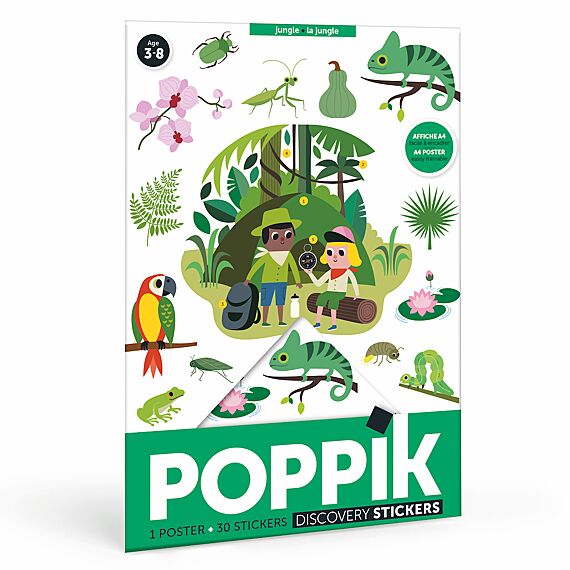 Mini Discovery Poster + 30 Stickers Green | 3 - 8 Jaar - Stickers en stickersets Poppik - In den Olifant
