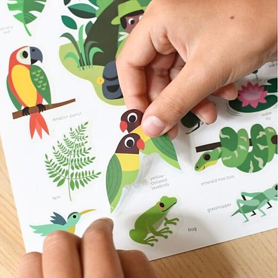 Mini Discovery Poster + 30 Stickers Green | 3 - 8 Jaar - Stickers en stickersets Poppik - In den Olifant