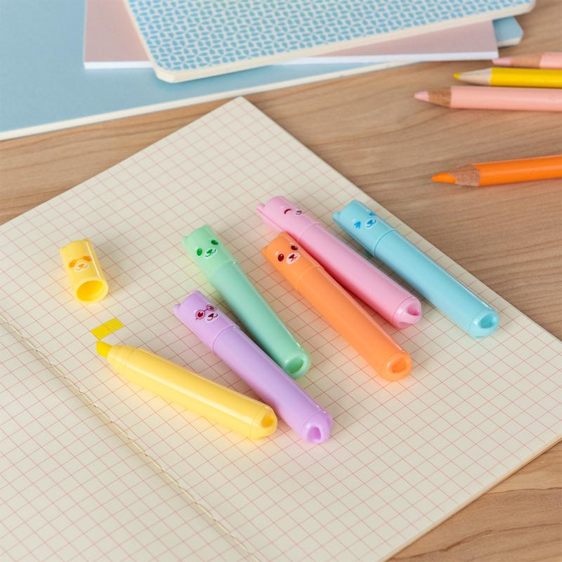 Mini highlighters Bear - set van 6 - Schrijfwaren REX London - In den Olifant