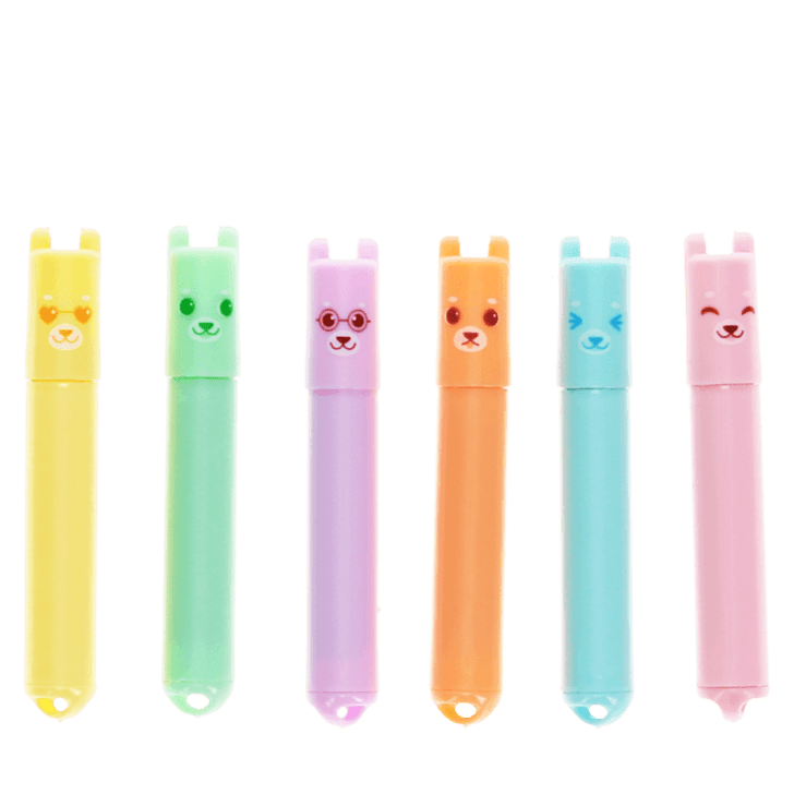 Mini highlighters Bear - set van 6 - Schrijfwaren REX London - In den Olifant