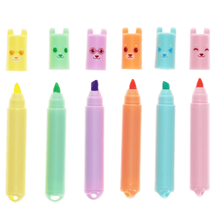Mini highlighters Bear - set van 6 - Schrijfwaren REX London - In den Olifant