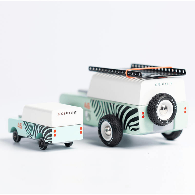 Mini Zebra Drifter (D317) 8,9X3,8X3Cm, Wooden Diecast, In - Speelvoertuigen Candycar - In den Olifant