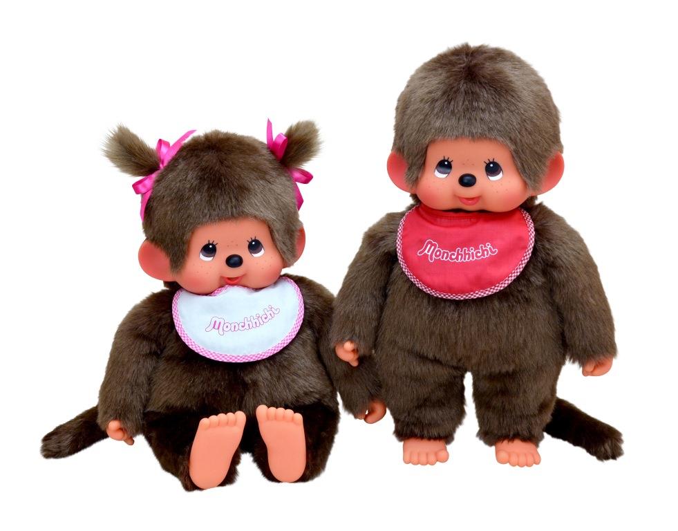 Monchhichi Jongen met slab rood - 45 cm - Fantasieknuffels Monchhichi - In den Olifant