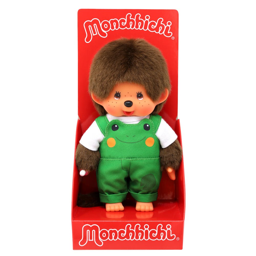 Monchhichi Jongen Tuinbroek Kikker - 20 cm - Fantasieknuffels Monchhichi - In den Olifant
