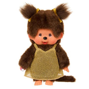 Monchhichi Meisje in gouden glitterjurk - 20 cm - Fantasieknuffels Monchhichi - In den Olifant