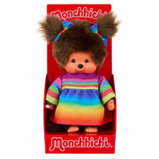 Monchhichi Meisje in regenboogjurk - 20 cm - Fantasieknuffels Monchhichi - In den Olifant