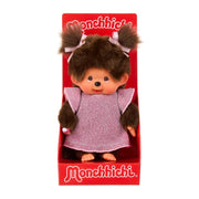 Monchhichi Meisje in roze glitterjurk - 20 cm - Fantasieknuffels Monchhichi - In den Olifant