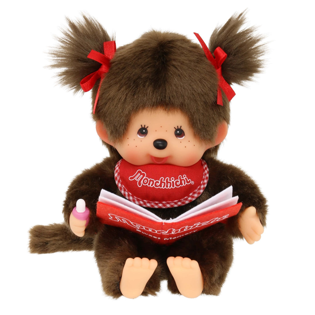 Monchhichi Meisje met boek - 20 cm - Fantasieknuffels Monchhichi - In den Olifant