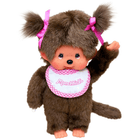 Monchhichi Meisje met slab roze - 20 cm - Fantasieknuffels Monchhichi - In den Olifant