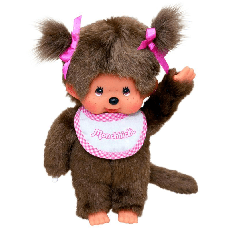 Monchhichi Meisje met slab roze - 20 cm - Fantasieknuffels Monchhichi - In den Olifant