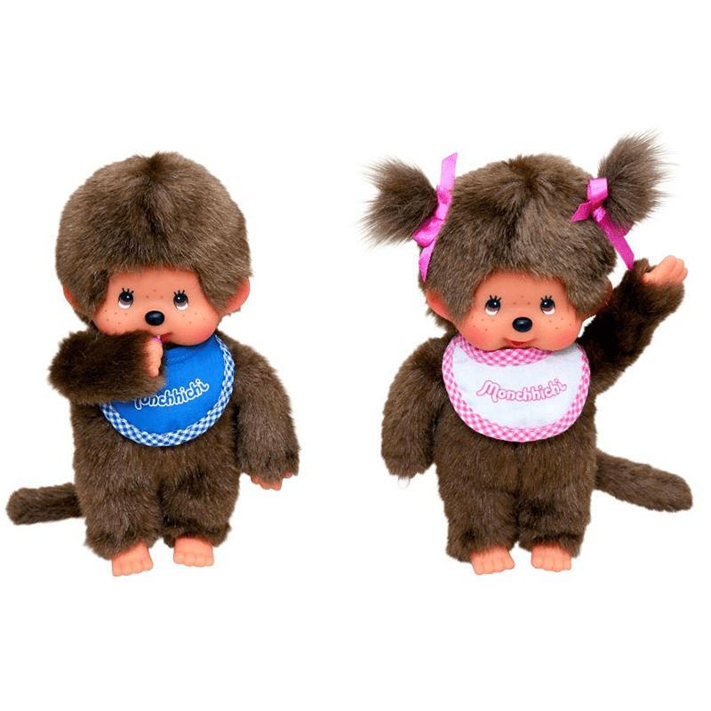 Monchhichi Meisje met slab roze - 20 cm - Fantasieknuffels Monchhichi - In den Olifant
