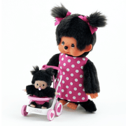 Monchhichi Mothercare met wandelwagen - 20 cm - Fantasieknuffels Monchhichi - In den Olifant