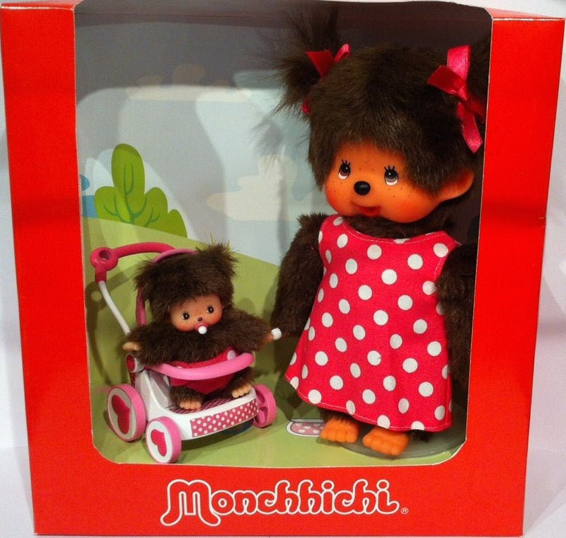 Monchhichi Mothercare met wandelwagen - 20 cm - Fantasieknuffels Monchhichi - In den Olifant