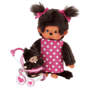 Monchhichi Mothercare met wandelwagen - 20 cm - Fantasieknuffels Monchhichi - In den Olifant