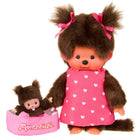 Monchhichi speelfiguur met MiniBebichhichi in draagmandje - 20 cm - Fantasieknuffels Monchhichi - In den Olifant