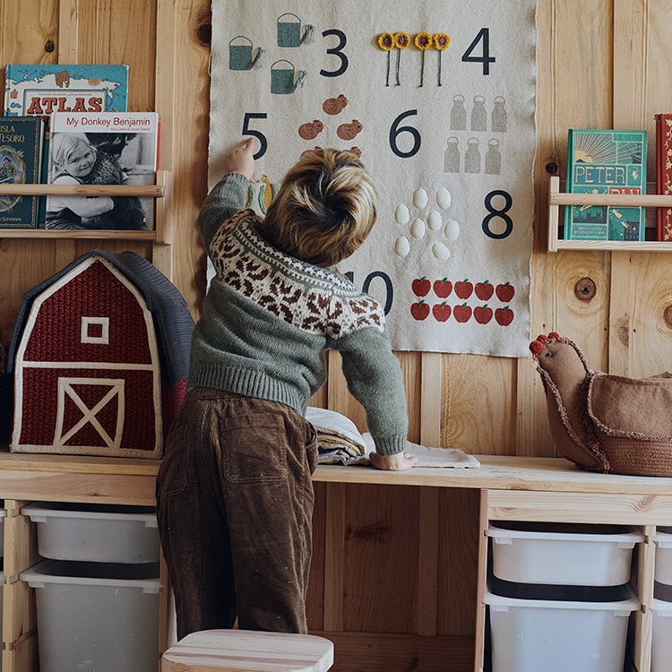 Muurkleed Wall Hanger Farm Numbers - 70 x 100 cm - Muurdecoratie Lorena Canals - In den Olifant