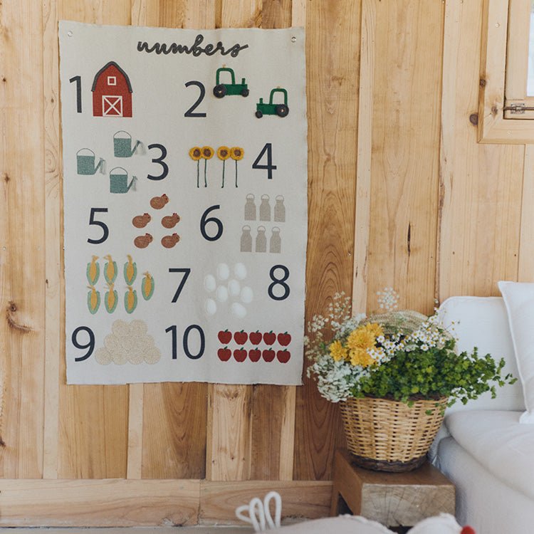 Muurkleed Wall Hanger Farm Numbers - 70 x 100 cm - Muurdecoratie Lorena Canals - In den Olifant