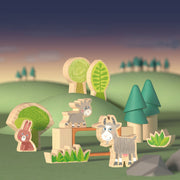 My 1st Block World Bos & weide - set van 17 - Houten blokken Haba - In den Olifant