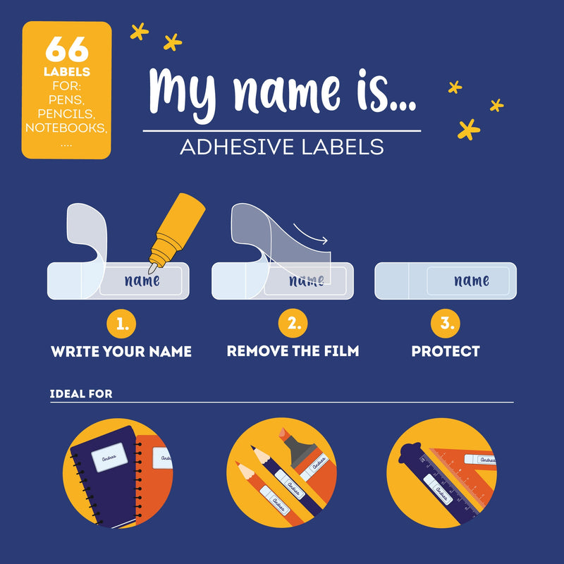 Naamlabels My Name Is… - Set van 66 Adhesive Labels Space - Papierwaren Legami - In den Olifant
