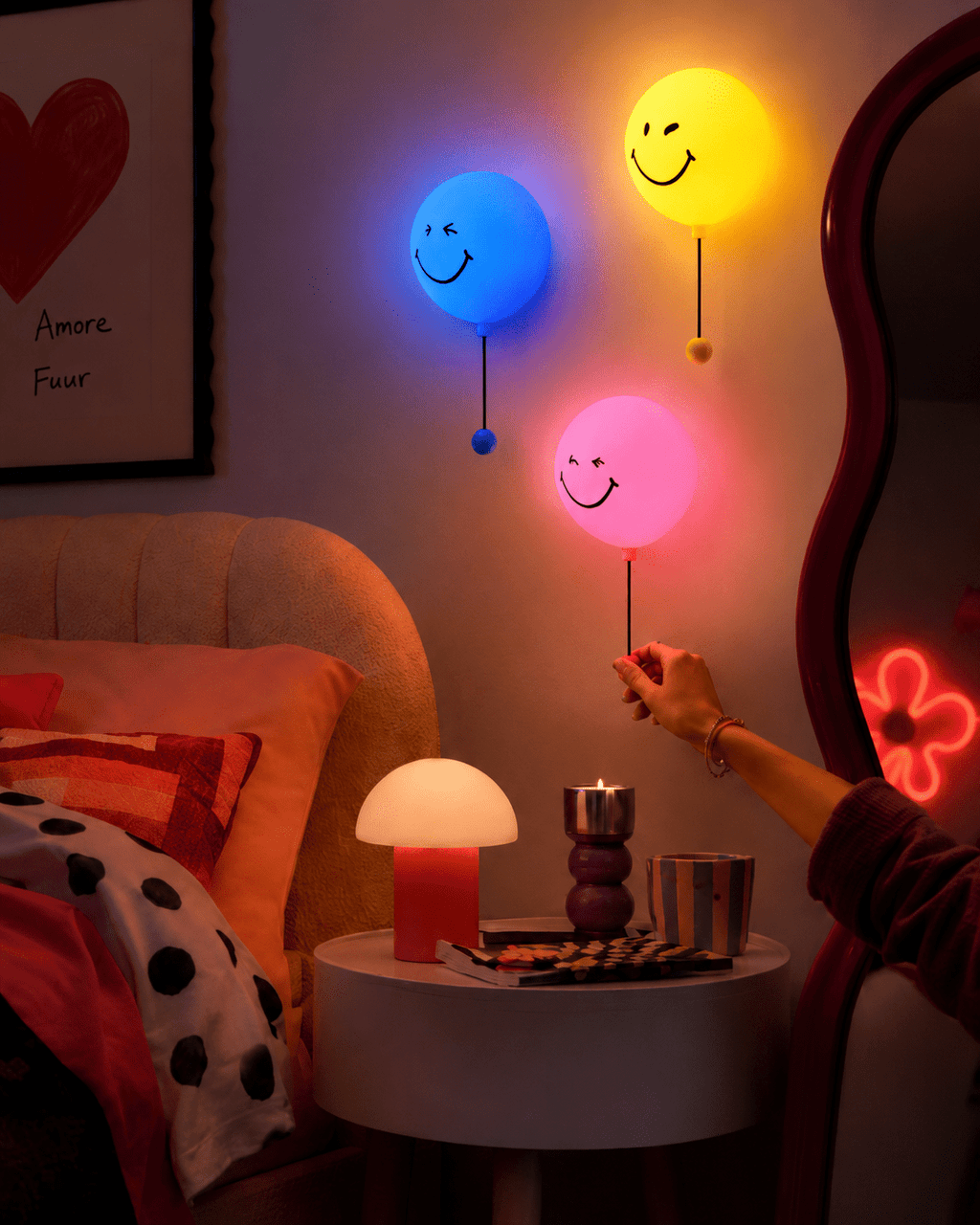 Nachtlampje Smiley Bubbly Light - Geel - Nachtlampjes MOB - In den Olifant