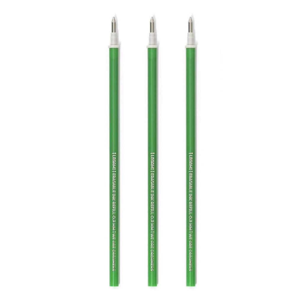 Navulling voor Legami pennen Erasable Gel Pen Refills Green - set van 3 - Schrijfwaren Legami - In den Olifant