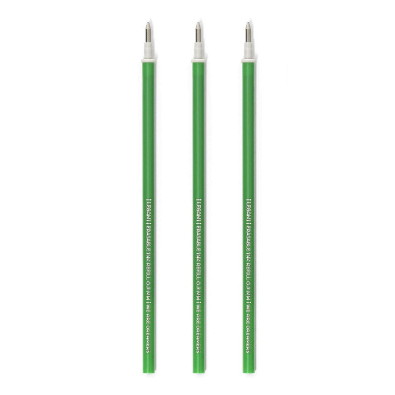 Navulling voor Legami pennen Erasable Gel Pen Refills Green - set van 3 - Schrijfwaren Legami - In den Olifant