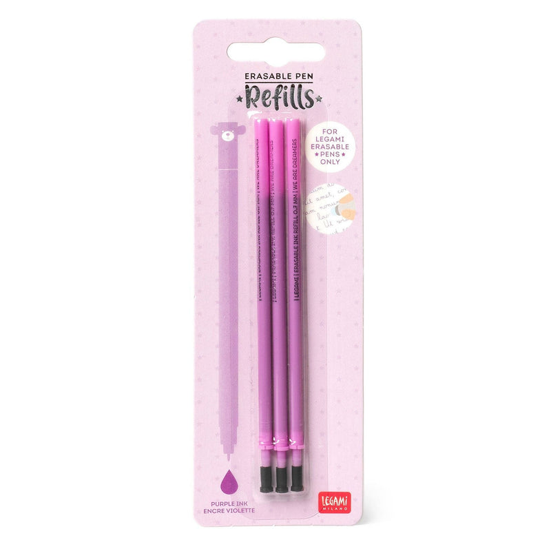 Navulling voor Legami pennen Erasable Gel Pen Refills Purple - set van 3 - Schrijfwaren Legami - In den Olifant