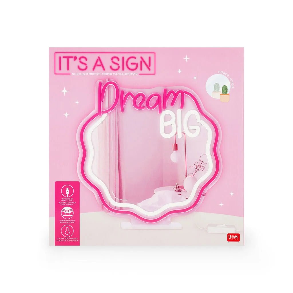 Neonlamp met spiegel It's A Sign - Dream Big - Muurdecoratie Legami - In den Olifant