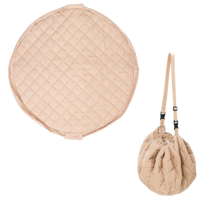 Noomad opbergzak en speelmat - Soft Stripes Brown - Opbergers Play&go - In den Olifant