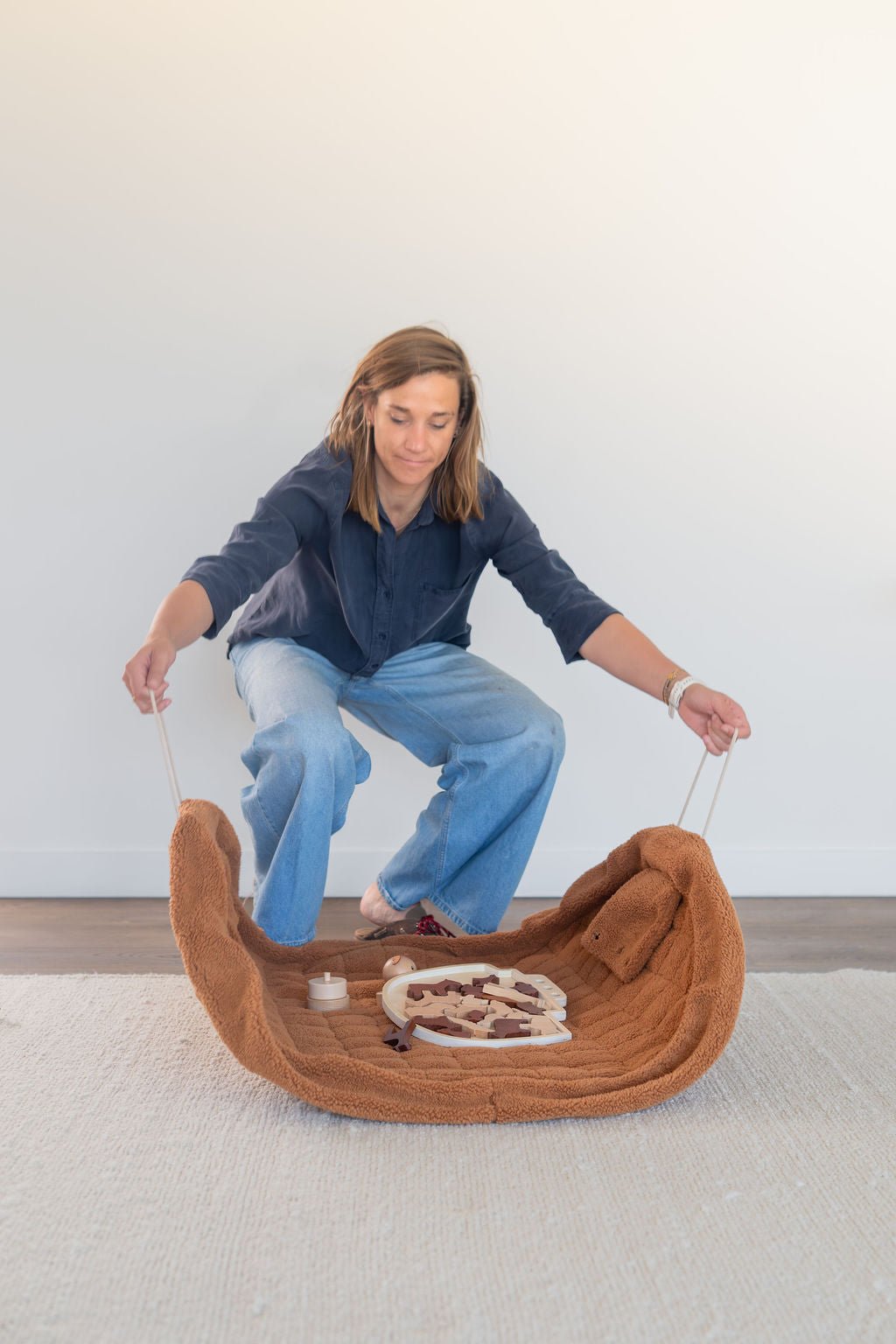 Noomad opbergzak en speelmat - Soft Teddy Brown - Opbergers Play&go - In den Olifant