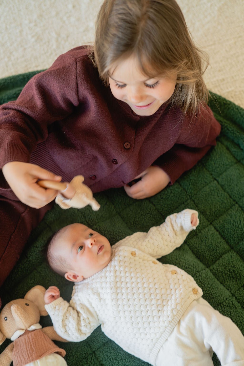 Noomad opbergzak en speelmat - Soft Teddy Green - Opbergers Play&go - In den Olifant