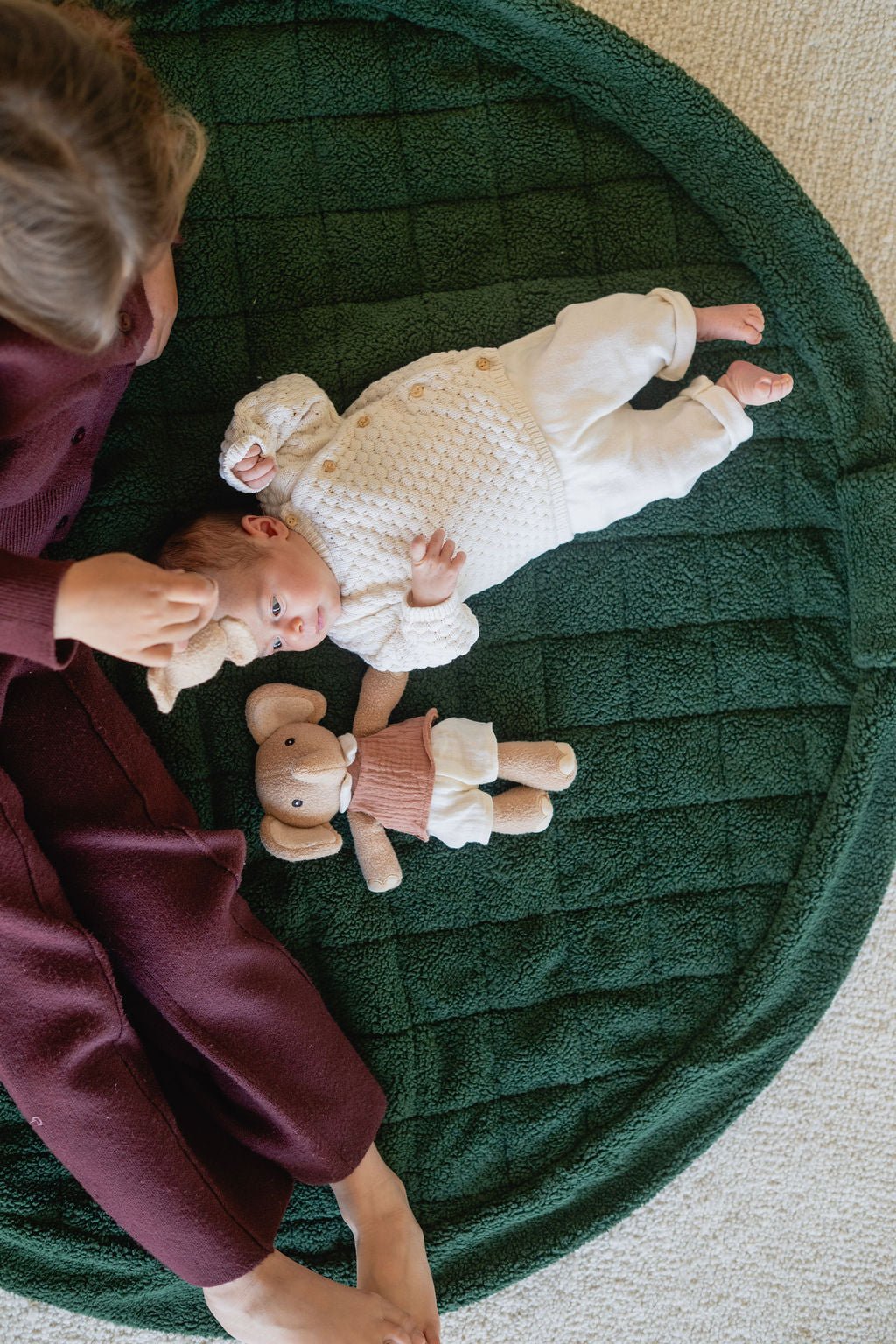 Noomad opbergzak en speelmat - Soft Teddy Green - Opbergers Play&go - In den Olifant