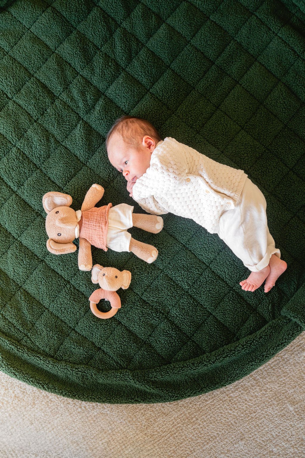 Noomad opbergzak en speelmat - Soft Teddy Green - Opbergers Play&go - In den Olifant
