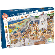 Observatiepuzzel Het versterkte kasteel - 100 stukjes + poster - Legpuzzels Djeco - In den Olifant