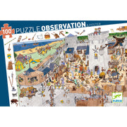Observatiepuzzel Het versterkte kasteel - 100 stukjes + poster - Legpuzzels Djeco - In den Olifant