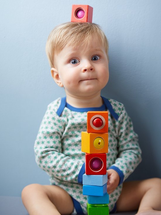 Ontdekkingsbouwstenen Zintuigen - set van 6 - Houten babyspeelgoed Haba - In den Olifant