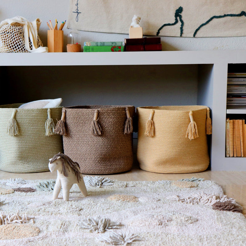 Opbergmand Met Tassels Woody Honey - 30 cm - Opbergers Lorena Canals - In den Olifant