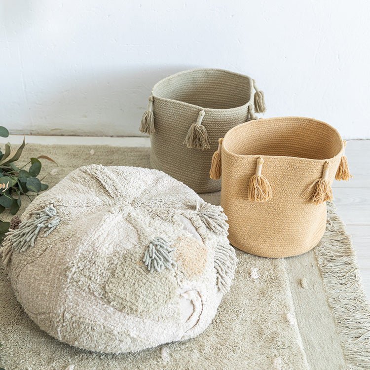 Opbergmand Met Tassels Woody Honey - 30 cm - Opbergers Lorena Canals - In den Olifant