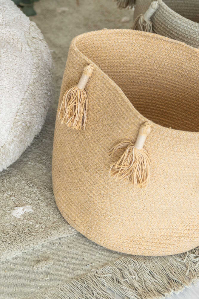 Opbergmand Met Tassels Woody Honey - 30 cm - Opbergers Lorena Canals - In den Olifant